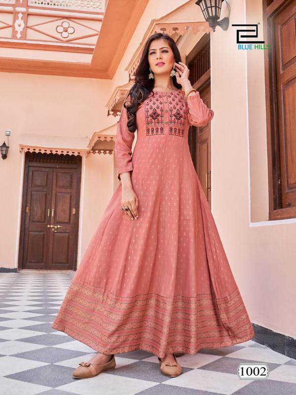 Blue Hills Encounter Festive Rayon Designer Wear Anarkali Kurti Collection 